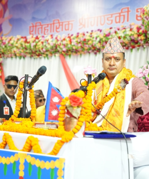 गण्डकी कोटिहोम स् वाचन प्रवीण पं. दिनबन्धु पोखरेलको प्रवचन सुरु,रक्तदान अभियानले लियो सामाजिक सद्भावको रूप